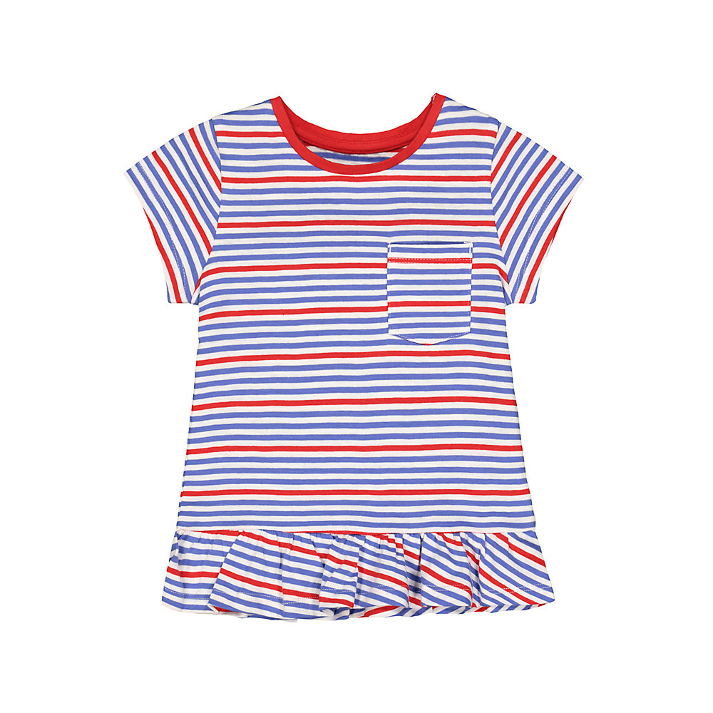 เสื้อยืดเด็กผู้หญิง mothercare red and blue stripe frill t-shirt VB717