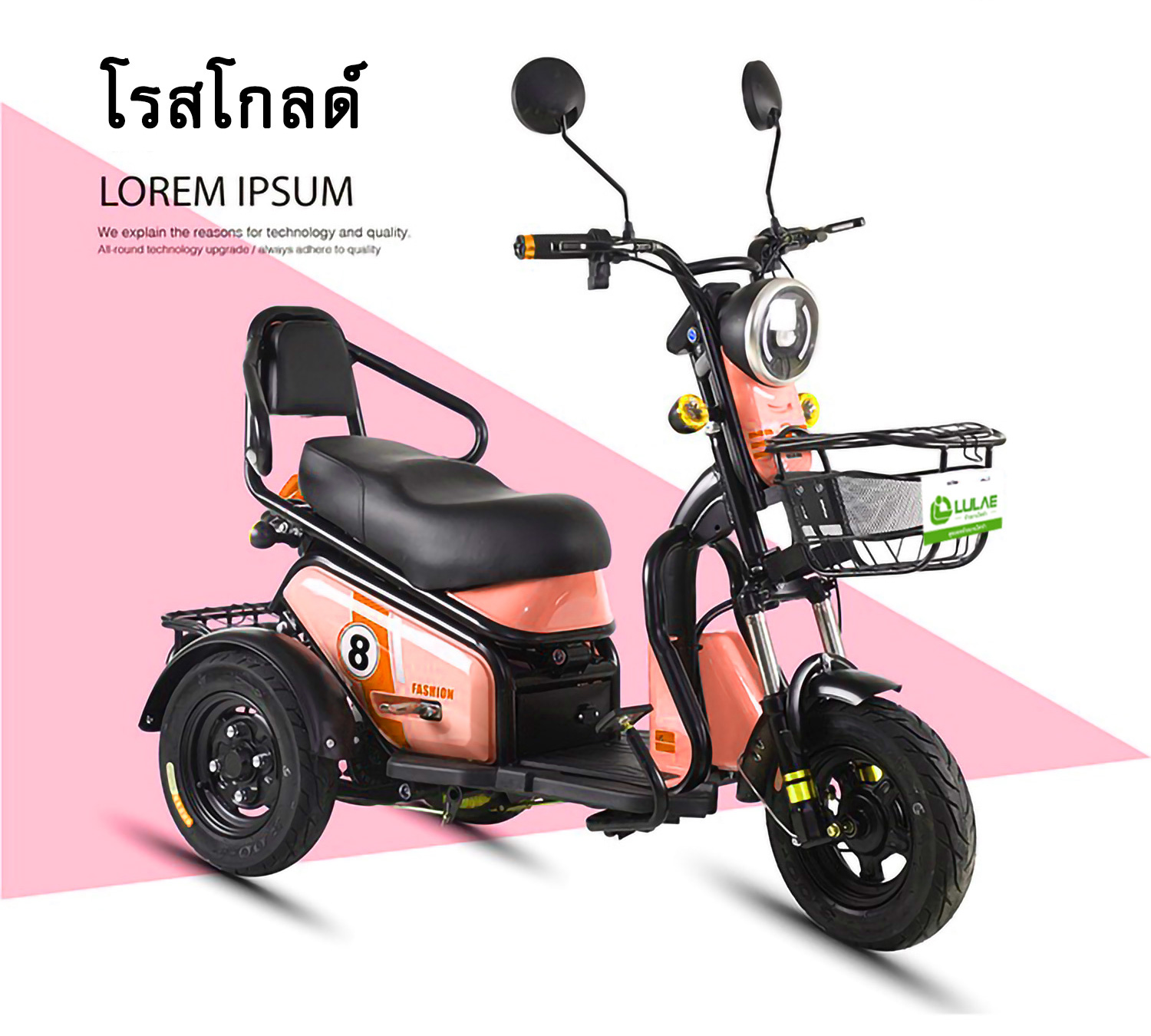 LULAE V20 สามล้อสำหรับผู้สูงวัย รถมอเตอร์ไซค์ไฟฟ้าสามล้อ electric rticycles