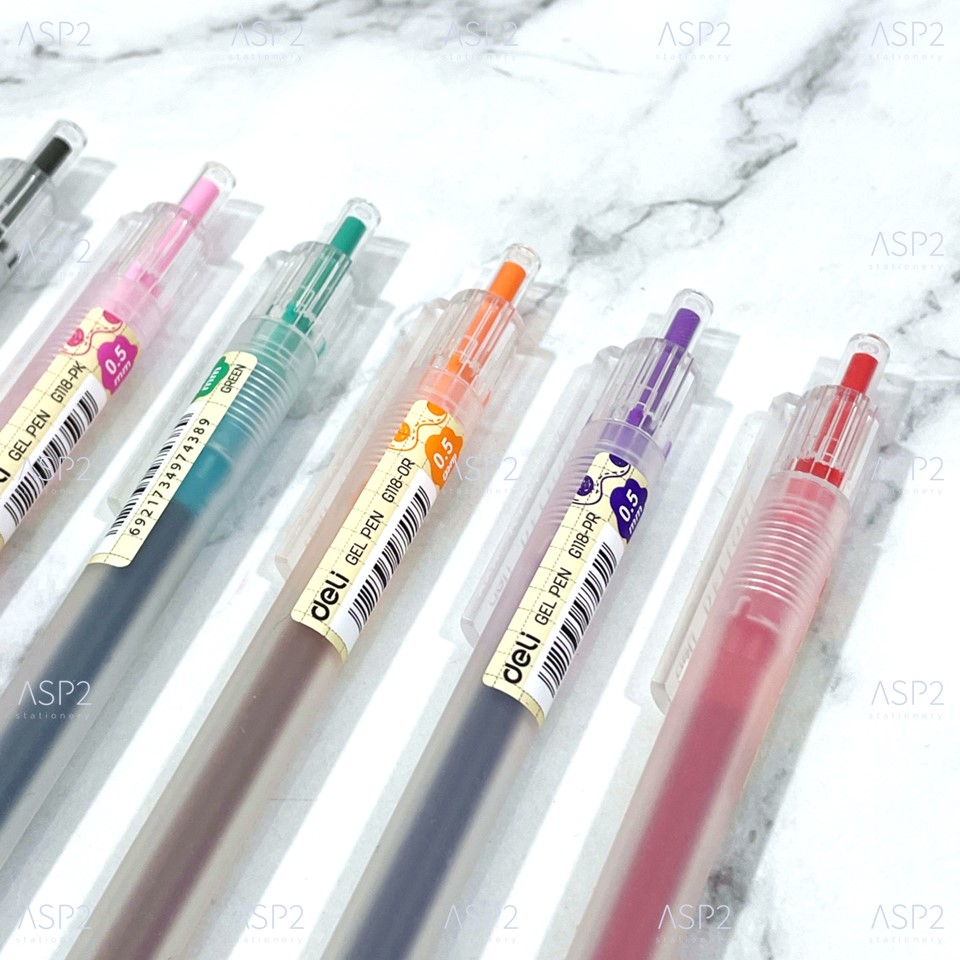 ปากกาเจลสี เดลี่ Deli GEL PEN รุ่น Delight G118PR ขนาด 0.5 มม. ปากกาสี ปากกาหมึกเจล แบบกด (1
