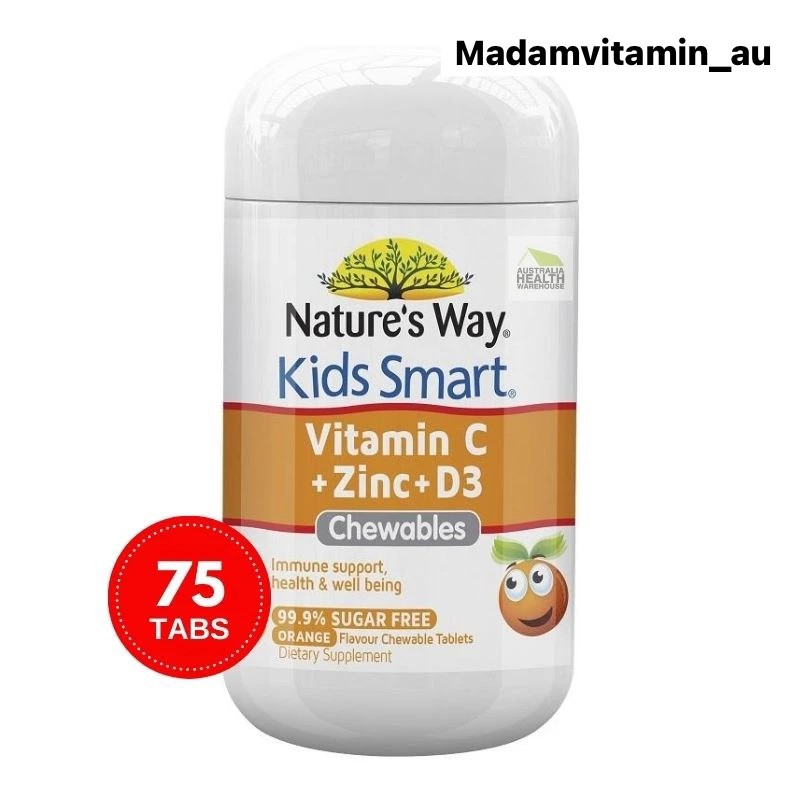 Nature's Way Kids Smart Vitamin C - Zinc - D บรรจะ75 เม็ดเคี้ยว