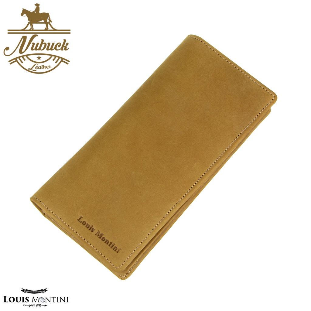 Louis Montini Nubuck Leather กระเป๋าสตางค์ผู้ชาย หนังนูบัค RFID Protection หนังวัวแท้ Slim Wallet for Men (TML10)
