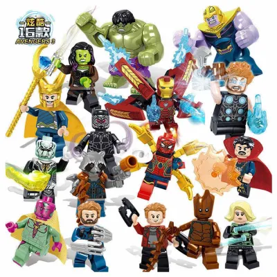 16pcs Marvel Super Heroes Fit Avengers Infinity War Mini Figures Man Hulk