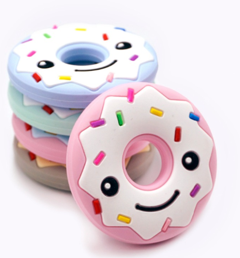 ยางกัดเด็กปลอดสารพิษ, FDA , ออกแบบรูปโดนัท    Non-toxic Baby Teether, FDA Approved, Fun Donut Shape Designs  สีวัสดุ Pink