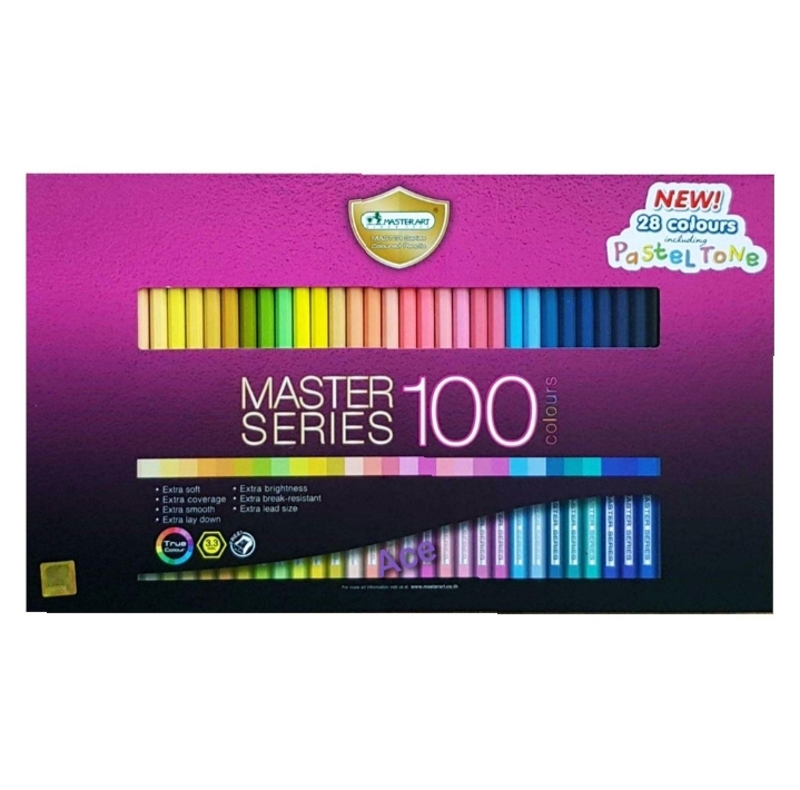 สีไม้ Masterart มาสเตอร์อาร์ท 100สี 100แท่ง รุ่น มาสเตอร์ซีรี่ สีสวยสด เนื้อสีนุ่ม ระบายง่าย  คุ้มราคา!!! ( Master Series)