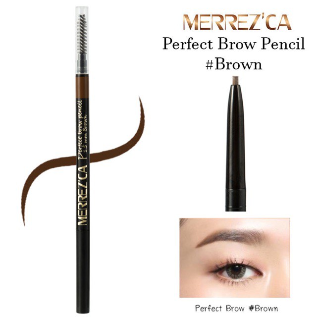 ◘™∈  Merrezca Perfect brow Pencil ดินสอเขียนคิ้ว เมอเรสก้า แท้ 100- Merrez'ca เส้นเล็ก กัน กันเหงื่อ