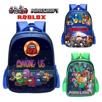 38cm Primary School Bag Good Quality Roblox Minecraft Among Us Beg Sekolah Rendah