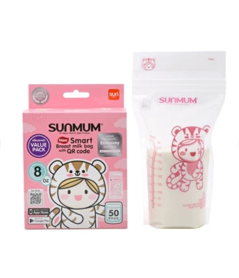 Sunmum ถุงเก็บน้ำนมแม่ ซันมัม ขนาด 8 oz. 50 ใบ ถุงนมทานตะวัน ถุงนมแม่ ถุงนมซันมัม