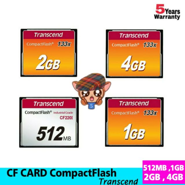 TRANSCEND CF CARD CompactFlash 512MB , 1GB , 2GB ,4GB