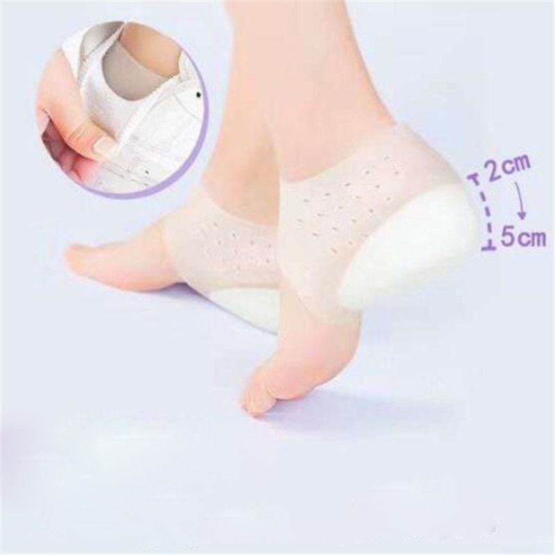 Unisex Invisible Height Increase Silicone Socks Gel Heel Pads Heel Cushion Soles Insole Foot