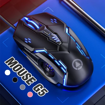 เมาส์ G5 พร้อม เมาส์เกมมิ่ง เม้าส์แบบมีสาย Mouse Wired Mouse 6D 4Speed DPI RGB Gaming Mouse / D-PHONE
