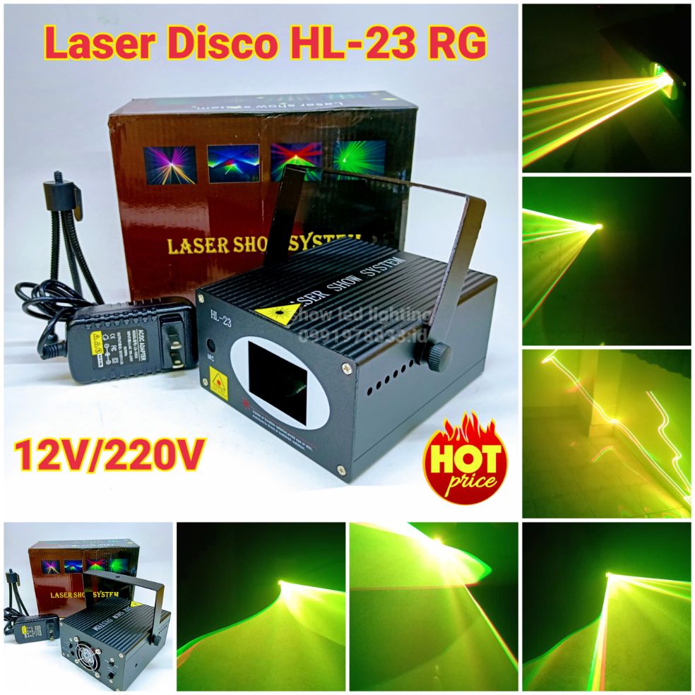 ไฟดิสโก้ laser disco HL-23  ไฟเลเซอร์ลายเส้น แดง เขียว 12v/220v ไฟดิสโก้เธค ไฟดิสโก้เทค ไฟ Laser light ปาร์ตี้ ไฟเวที