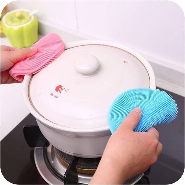 🟡🟢แผ่นล้างจานซิลิโคน ทำความสะอาดจาน แผ่นล้างจาน ที่ขัดหม้อ Silocone Kitchen Sponge🔴🔵พร้อมส่ง
