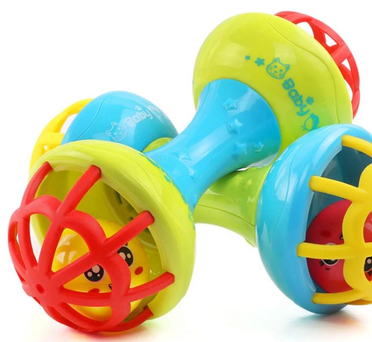 ThaiToyShop    ของเล่นเขย่าเด็กน่ารัก 2 ด้านของเล่นเสริมพัฒนาการต้นเรียนรู้ด้านประสาทสัมผัสการได้ยิน   Cute Baby Rattle Toy, 2-Sided, Sensory Development Early Learning Toy สี 2 ชิ้น  (2 Pc Bundle)
