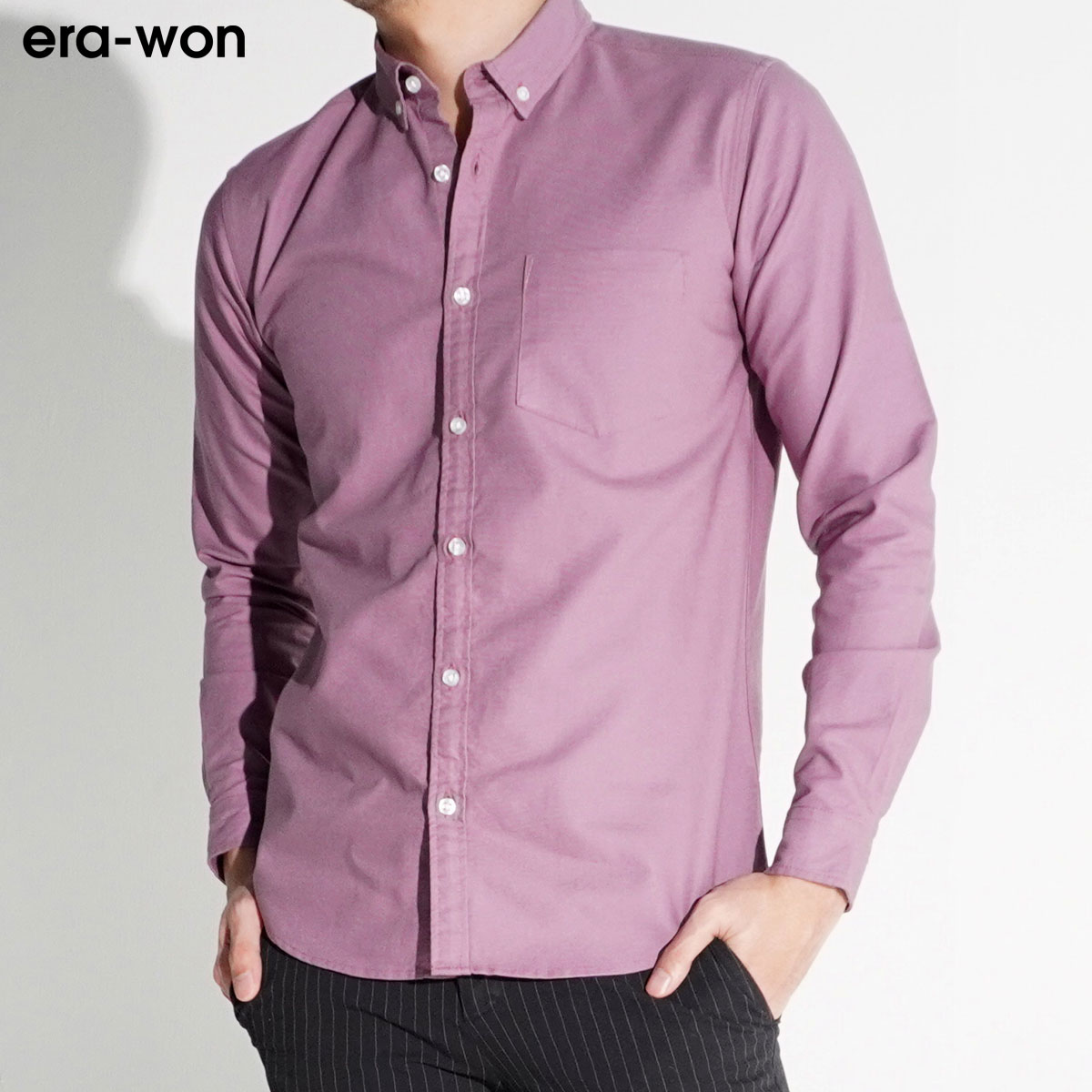 era-won เสื้อเชิ้ต ทรงสลิม Oxford Shirt สี Violet Grey