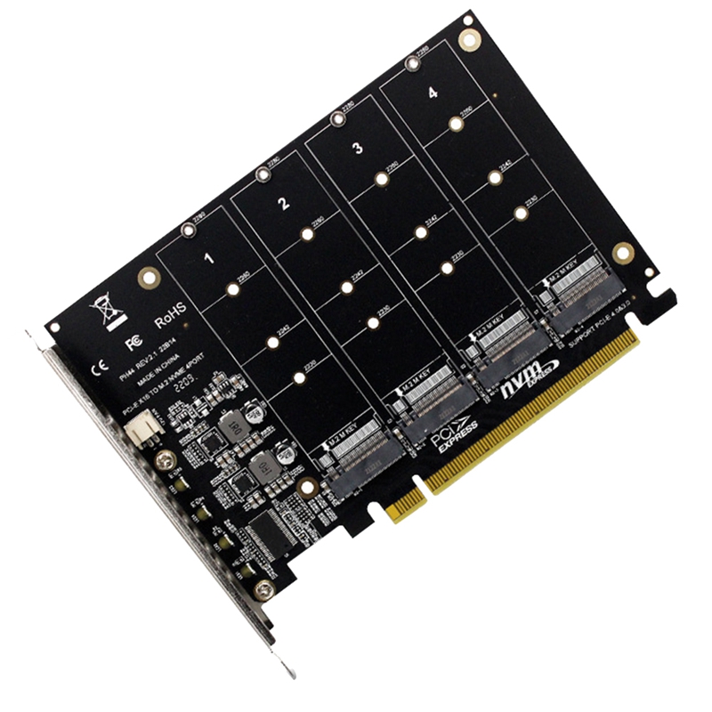 Ph44 nvme 4-disk array card pci-e raid card signal splitting expansion card nvme raid pcie 4.0 3.0 x16 split cards