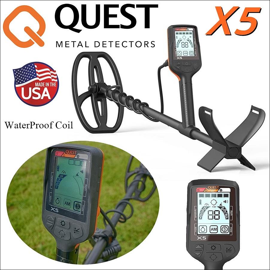 เครื่องตรวจจับโลหะ Quest X5 Metal Detector เครื่องหาทอง เครื่องตรวจจับโลหะใต้ดิน จานลงน้ำได้ ของแท้จากอเมริกา
