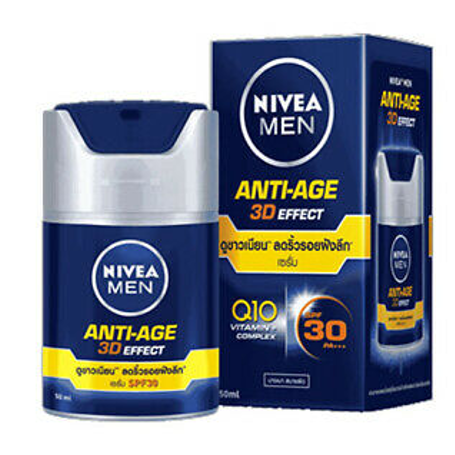 NIVEA Men Anti-Age 3D Effect Serum Q10 SPF30 PA+++ 45ml. นีเวีย เมน แอนไท เอจ ทรีดี เอฟเฟค เซรั่ม เพื่อผิวหน้าผู้ชายอ่อนเยาว์