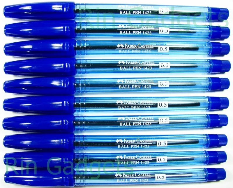 ภาพหน้าปกสินค้าปากกา FABER CASTELL 1423 NEW CLIP BLUE INK ,BARREL BALL POINT PEN 0.5mm. สีน้ำเงิน แพ็ค 10 ด้าม จากร้าน TS Stationery บน Lazada