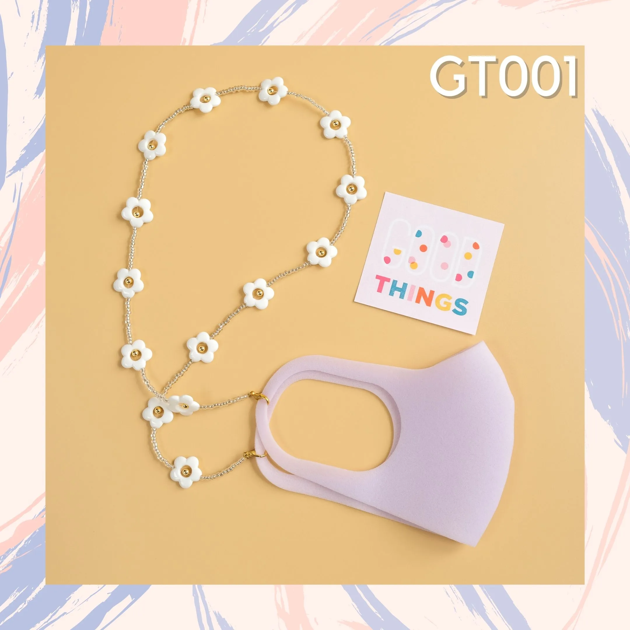 GoodThings.Bkk รุ่น GT001 (White Flower) สายคล้องแมส สายคล้องแว่น สายคล้อง mask สายคล้องหน้ากาก สายคล้องคอ ใช้ได้กับหน้ากากทุกแบบ ทุกรุ่น