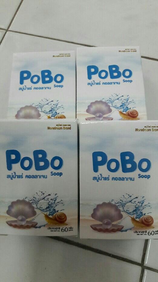 (4ก้อน) PoBo soap โพโบ๊ะ สบู่น้ำแร่คอลลาเจน สิว ฝ้า กระ กระเจิง