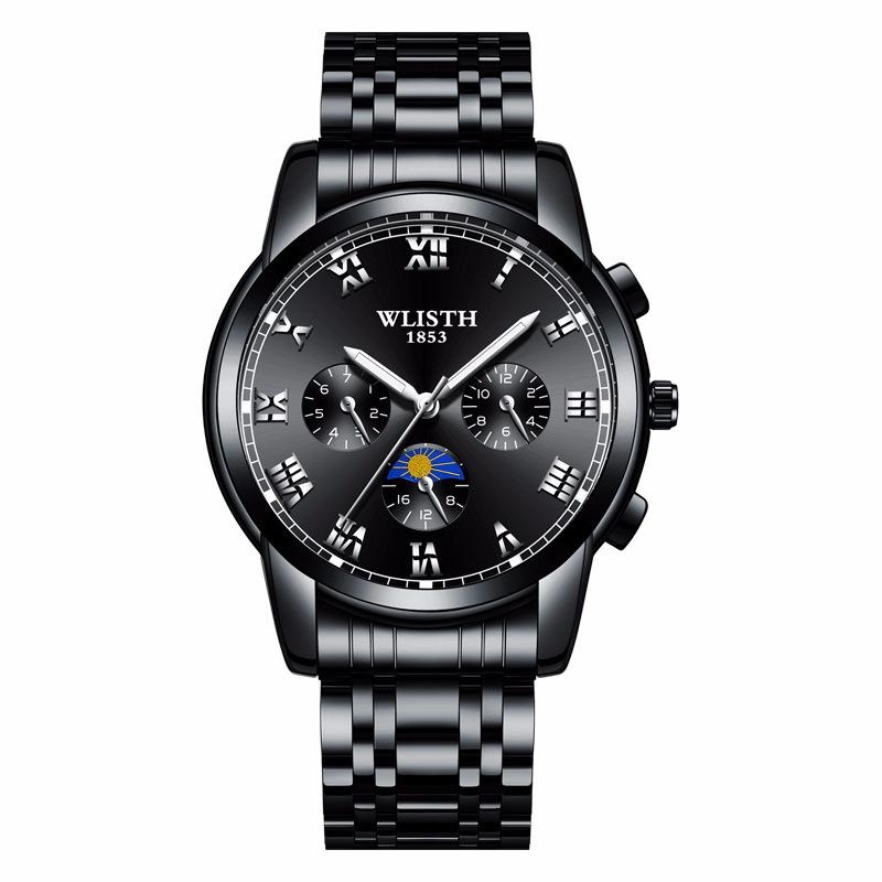 Inggris jam Tali Baja bisnis Bercahaya jam tangan Waterproof Pria Jam Tangan Jam Tangan