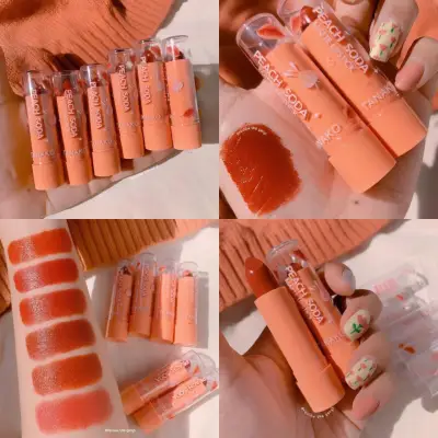 ลิปสติก Tanako รุ่น Peach Soda โทนส้มอิฐ เพิ่มความชุ่มชื่น