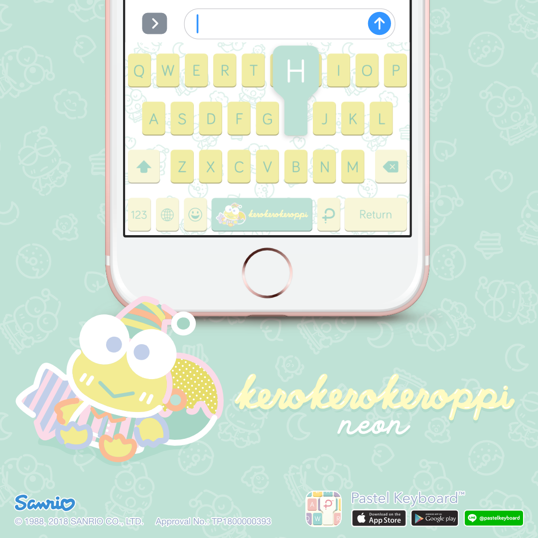Kero Kero Keroppi Neon Keyboard Theme⎮ Sanrio (E-Voucher) for Pastel Keyboard App