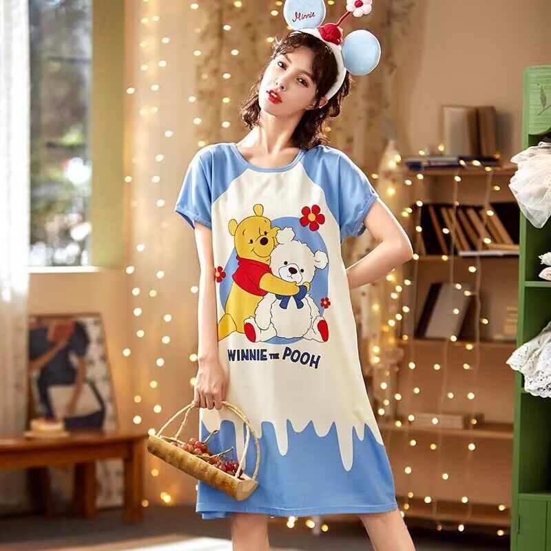 ชุดนอนใส่สบาย ชุดนอนแนวสาวเกาหลี กระโปรง เดรส ลายการ์ตูน ไซส์ใหญ่ รอบอก ...