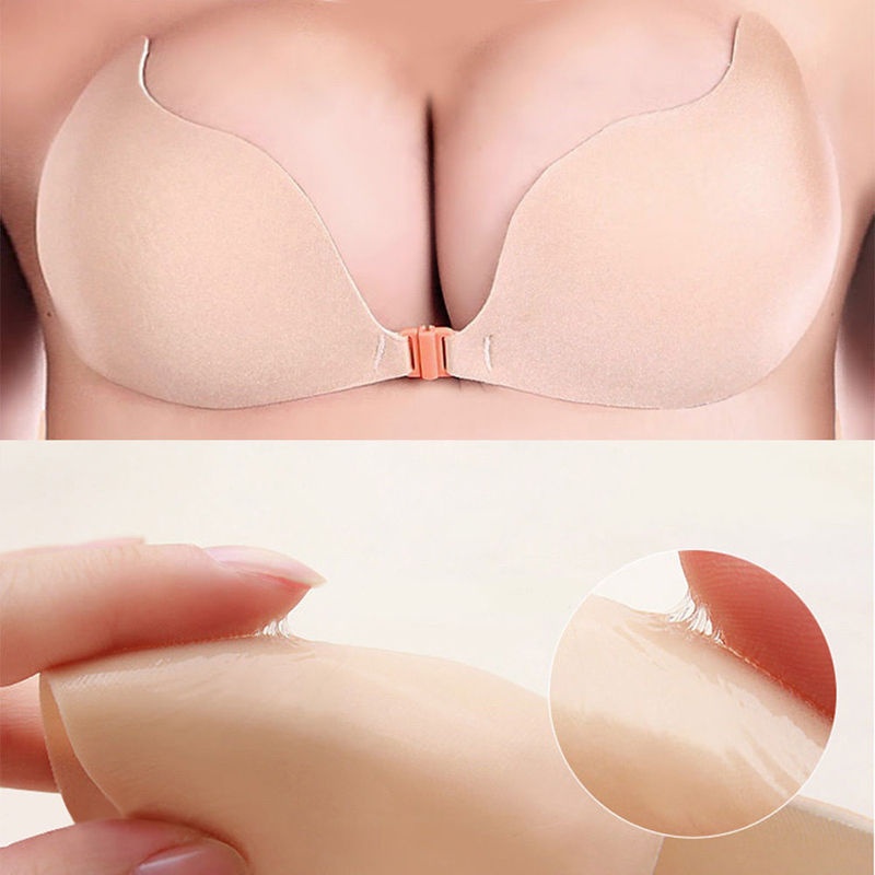 hirigin Women Adhesive Bra Breast Lift Push up Strapless Invisible Plunge  Backless Bra