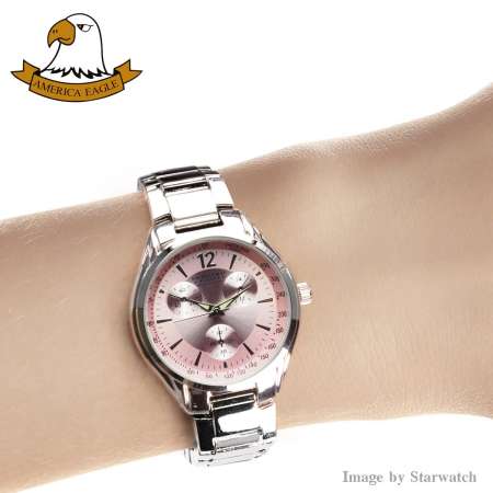 AMERICA EAGLE นาฬิกาข้อมือผู้หญิง สายสแตนเลส รุ่น AE011L - Silver/Pink