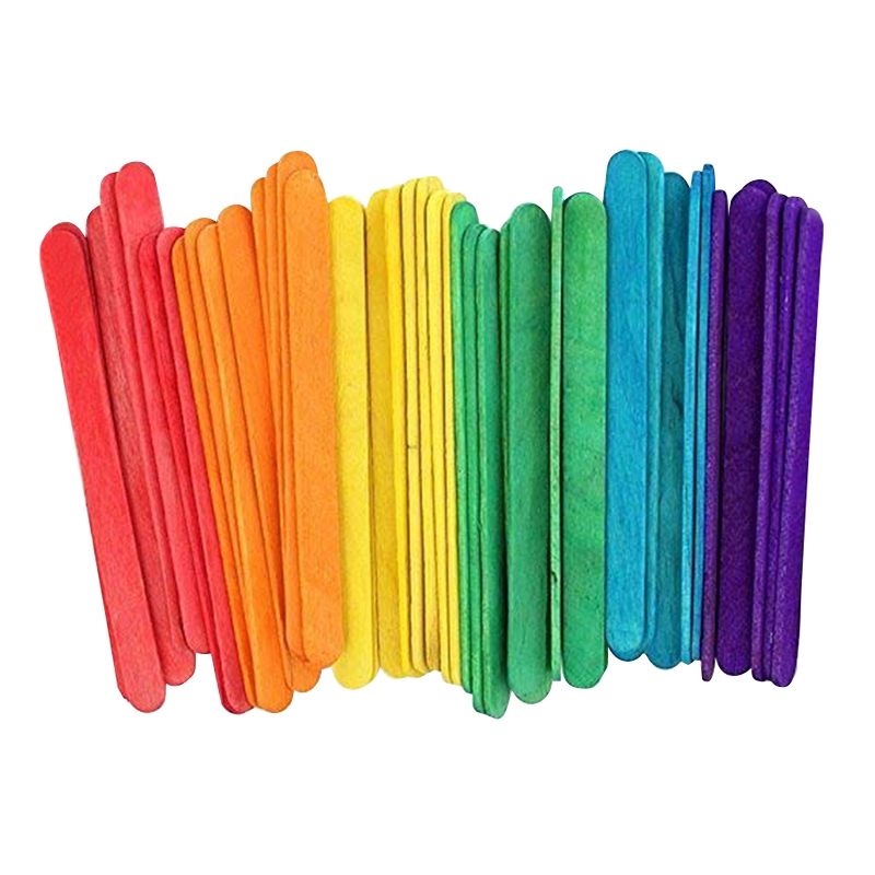 100Pcs Colored Wooden Craft Sticks Art Natural Wood Craft Sticks Great