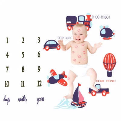 Cars Newborn Baby Monthly Milestone Blanket Diaper Infant Kids Photo Props Play Mat Photography Background Cloth Accessories