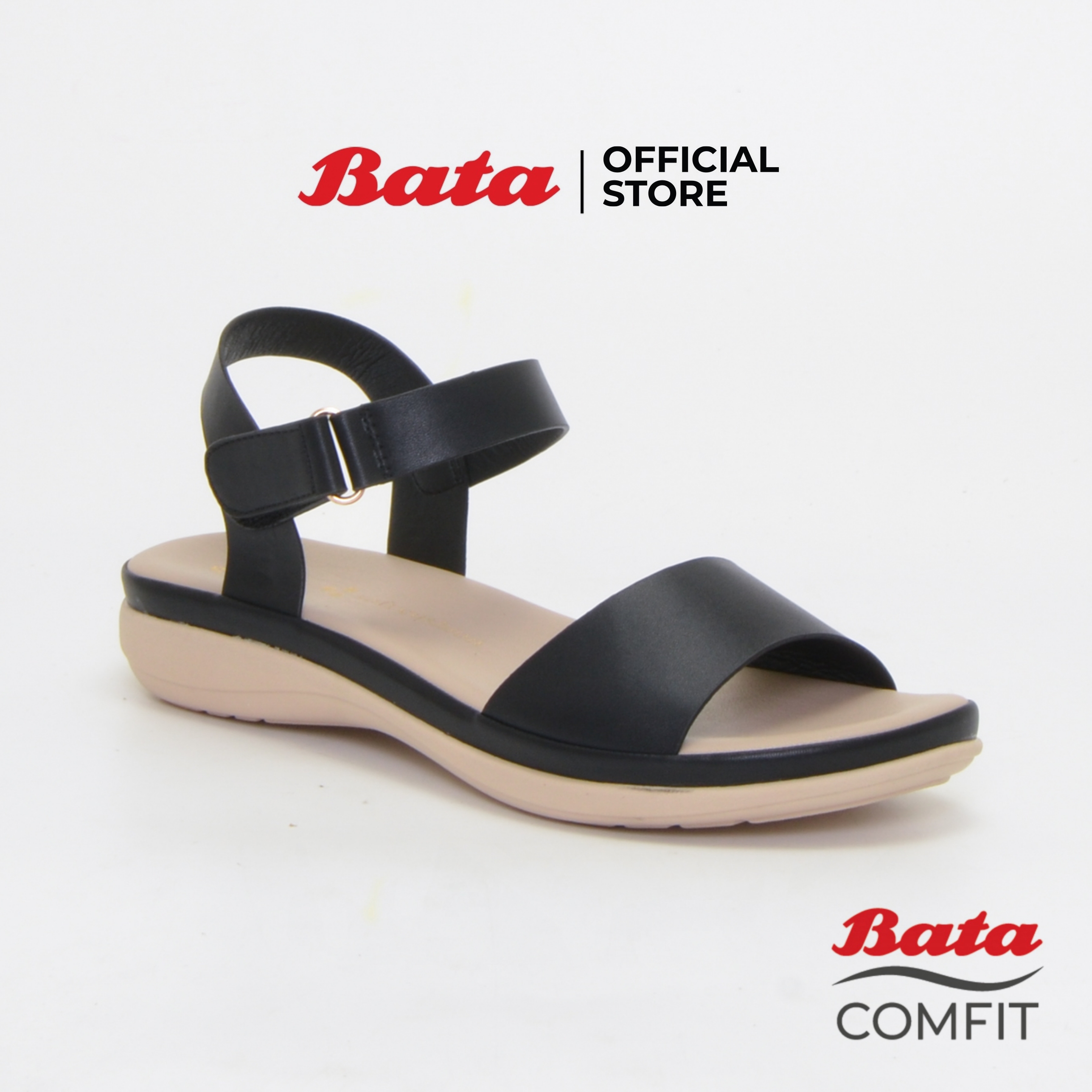 Bata Comfit Women's Comfort Sandals รองเท้าเพื่อสุขภาพ รองเท้ารัดส้นผู้หญิง รุ่น Pancy สีดำ 6616715