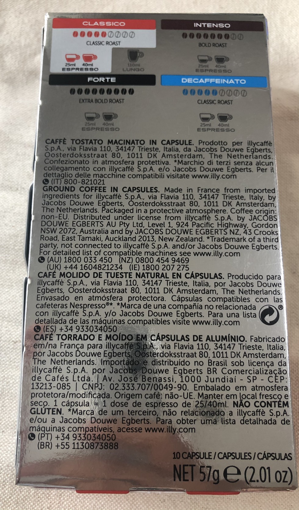 ILLY Coffee capsule for NESPRESSO Machine *** CLASSICO ROAST ESPRESSO***(Mild and Balanced ความ