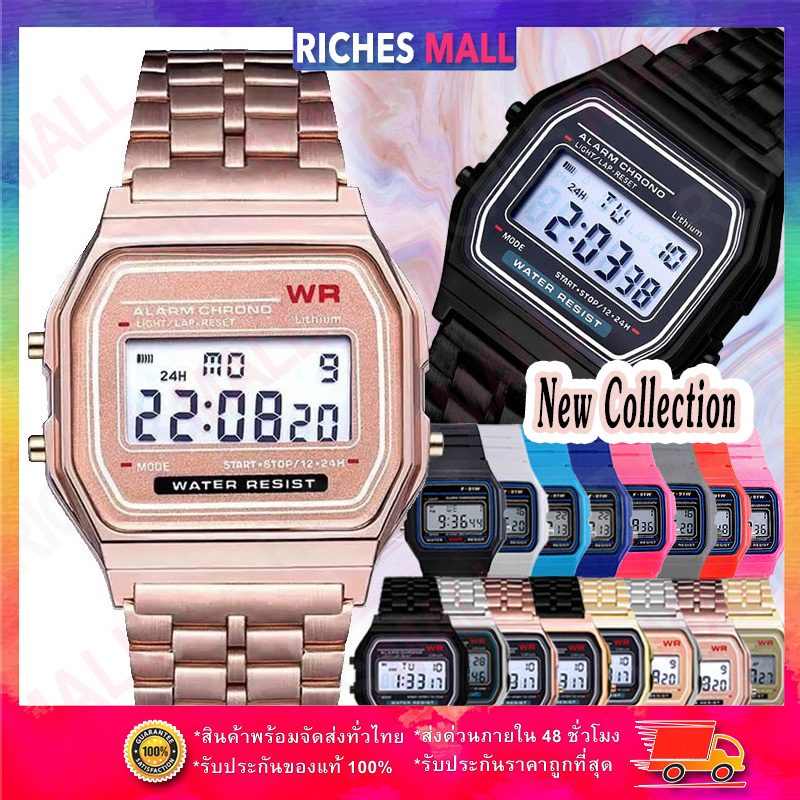 Riches Mall Explosion รุ่นA159W foreign trade metal strap WR fashion tide flawless gold and silver ultra-thin electronic พร้อมส่ง(มีเก็บเงินปลายทาง) RW059