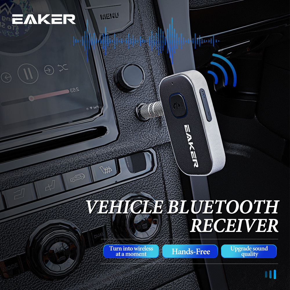 EAKER Car Bluetooth Music Receiver อุปกรณ์รับสัญญาณบลูทูธ บลูทูธติดรถยนต์ผ่านช่อง AUX HD VOICE เบสแน่น เสียงดี รุ่น RC12