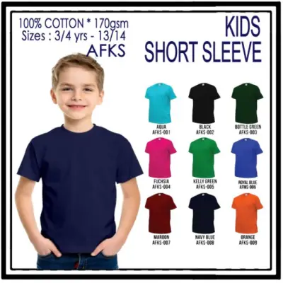 🔥HOT SALE🔥KID'S 100 cotton plain t-shirt (Navy)/T-SHIRT KOSONG