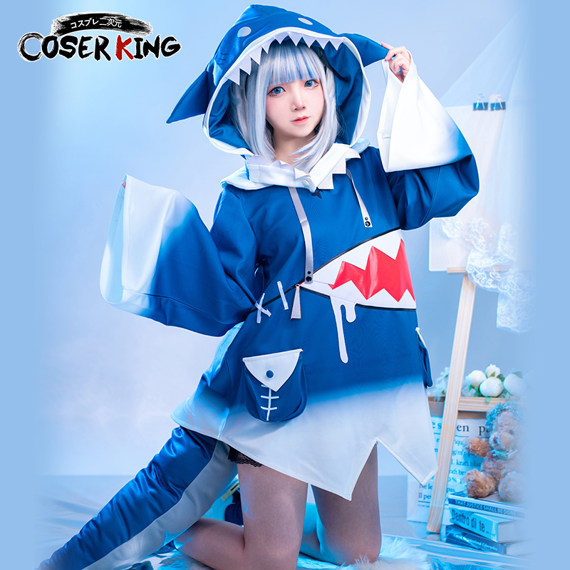 LXYH- COSER KING] Hololive Gawr Gura Vtuber Cosplay Costume Cartoon Anime  Cosplay Costume Dress Woman