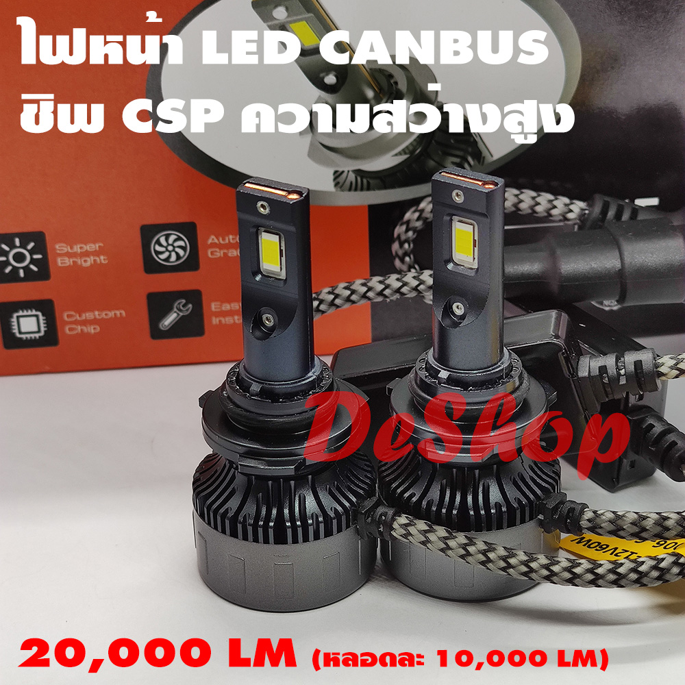 ไฟหน้า รถยนต์ LED CANBUS Headlight H1 H4 H7 H11 HB3 HB4 HIR2 ชิพ CSP 3570 High Power ความสว่างสูง แสงสีขาว 6000K 2 หลอด รับประกัน 1 ปี แถมไฟหรี่ T10 2 หลอด