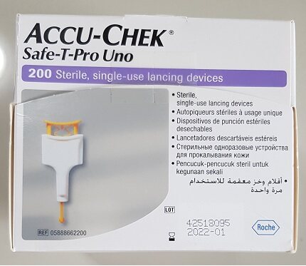 Accu Chek Safe-T-Pro-UNO 200 ชิ้น เข็มเจาะเลือด แบบใช้แล้วทิ้ง