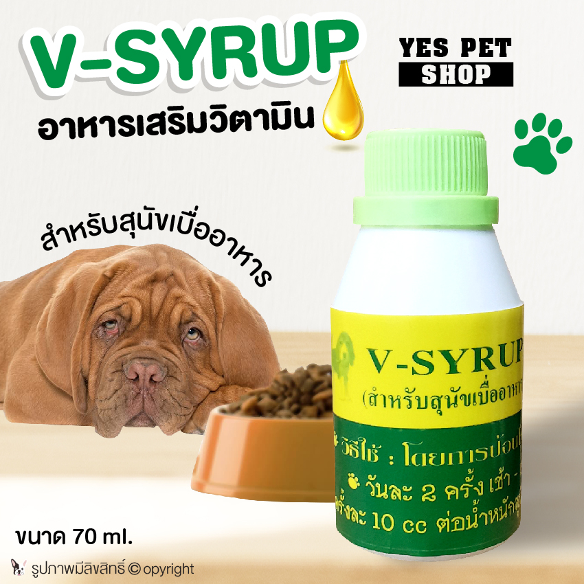 V-Syrupอาหารเสริมสุนัข แก้เบื่ออาหาร สุนัขกินน้อย ชนิดน้ำ ปริมาณ 70ml โดย Yes pet shop