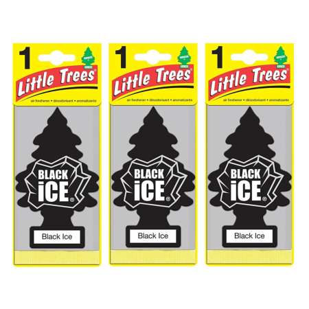 Little Trees® แผ่นน้ำหอมปรับอากาศ รูปต้นไม้ กลิ่น Black Ice จำนวน 3 ชิ้น