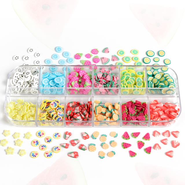 12 Grids 3D Acrylic Flower Nail Parts Decoration Mixed Steel Beads Gems  Charms Kawaii Nail Supplies for Professional Accessories