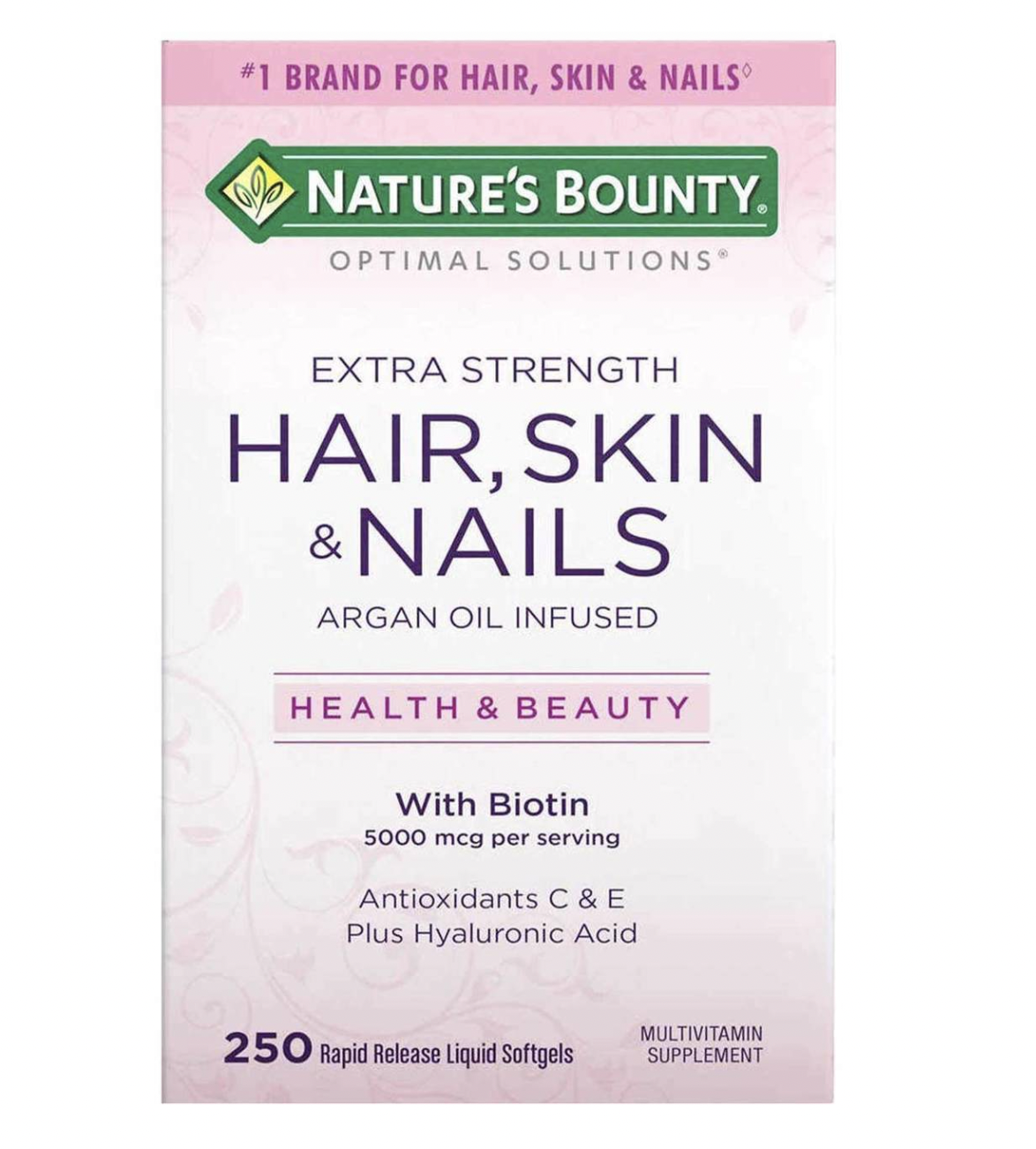 เนเจอร์ เบาวน์ตี้ วิตามินบำรุงผม ผิว และเล็บ Nature's Bounty, Optimal Solutions, Extra Strength Hair, Skin & Nails, 250 Rapid Release Liquid Softgels บำรุงผม