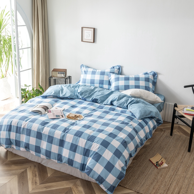 Home Living Buffalo Plaid Print 34Pcs Bedding Flat Sheet Pillow Case