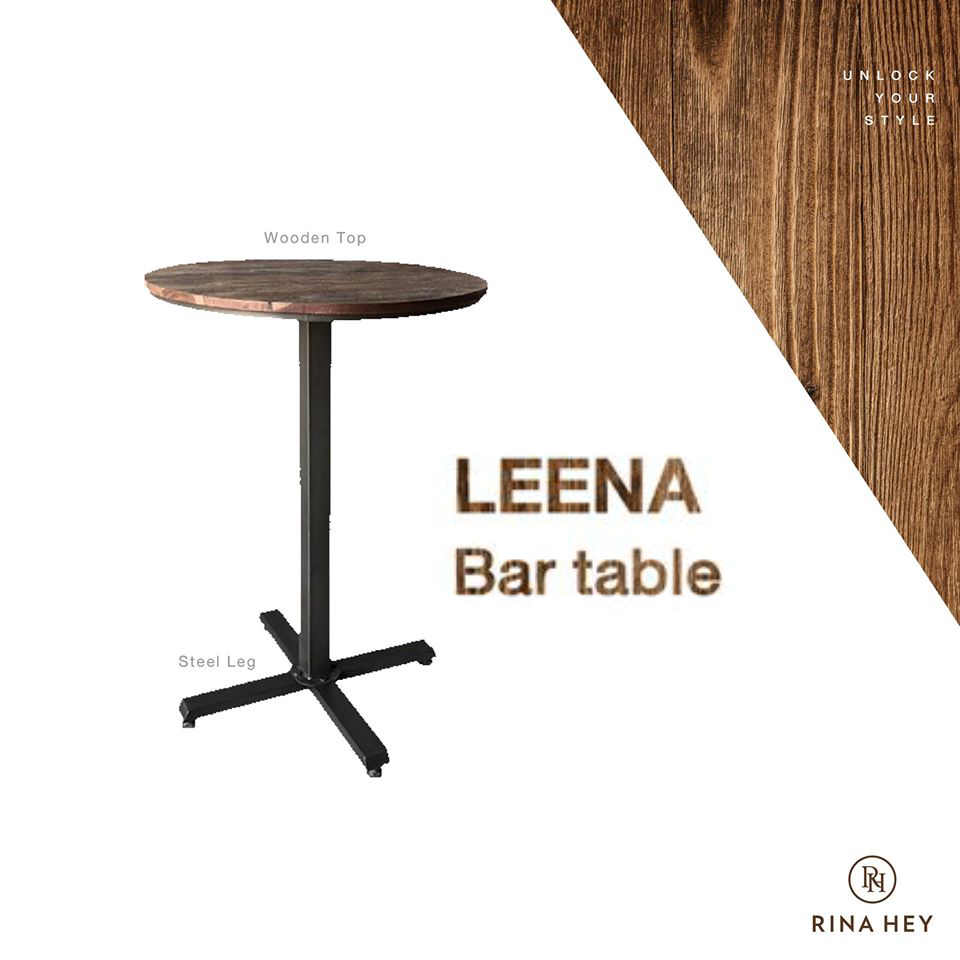 RINA HEY LEENA/70 โต๊ะบาร์ โต๊ะบาร์เหล็ก Bar table W70 x D70 x H100 cm – สี น้ำตาล/เทา