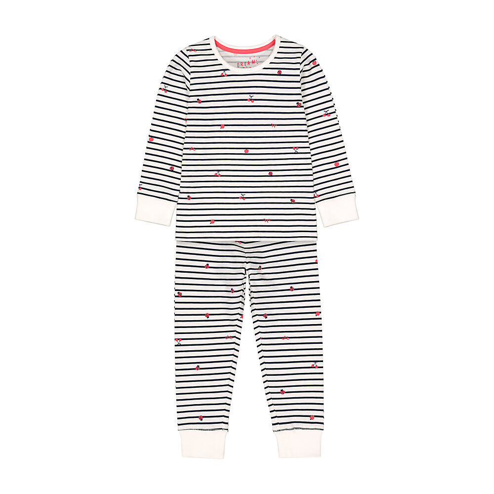 ชุดนอนเด็กผู้หญิง mothercare cherry and ladybird stripe pyjamas VD020