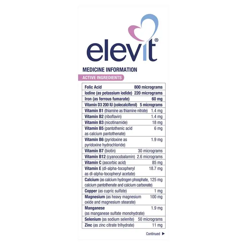 ภาพสินค้าเอเลวิท วิตามินเตรียมตั้งครรภ์ Elevit pregnancy mitamin 100 tablets อาหารเสริมสำหรับคุณแม่เตรียมตั้งครรภ์ จากร้าน orangevitamin บน Lazada ภาพที่ 4