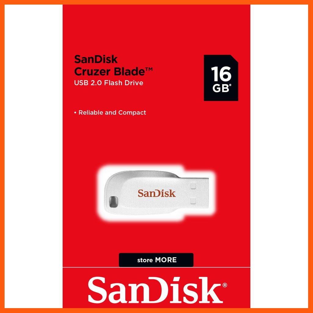 ✨✨#BEST SELLER?? SanDisk CRUZER BLADE USB 2.0 (SDCZ50C_016G_B35W) แฟลชไดร์ฟ 16GB white อุปกรณ์จัดเก็บข้อมูล (STORAGE & MEMORY CARD ) STORAGE MEMORY CARD อุปกรณ์จัดเก็บข้อมูล Memory Card เม็มโมรี่การ์ด Compact Flash