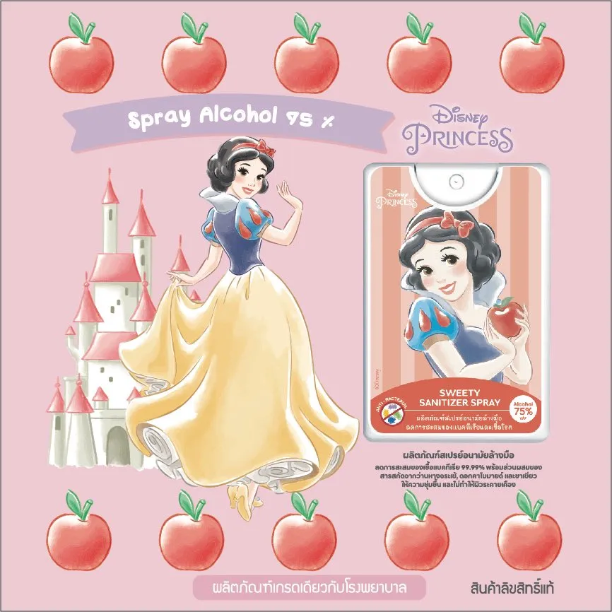 สเปรย์แอลกอฮอล์ 75% Disney&Sanrioลิขสิทธิ์แท้ SWEETY SANITIZER SPRAY ผลิตภัณฑ์สเปย์อนามัยล้างมือ ลดการสะสมของเชื้อแบคทีเรีย 99.99% ขนาด 20 มล.